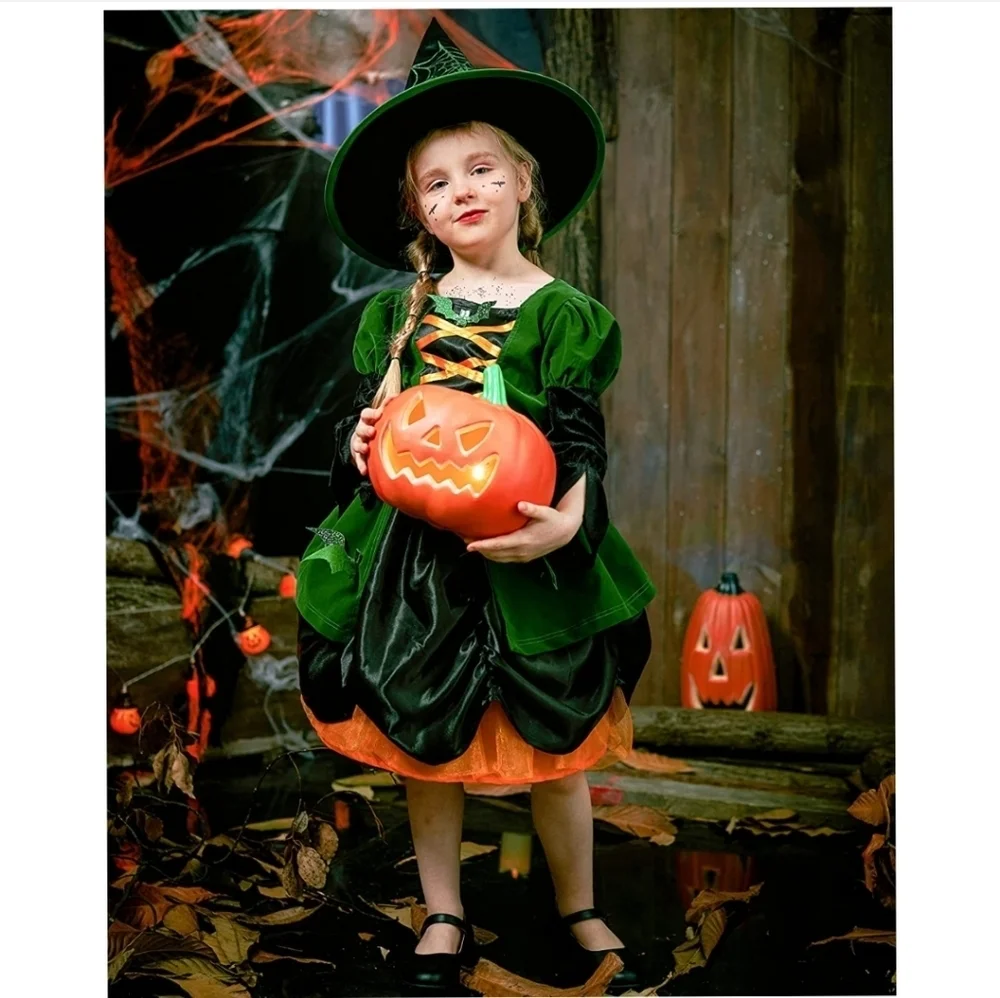 IKALI Witch Costume, Kids Spider , Halloween Spiderella Outfit Size 8/10…
